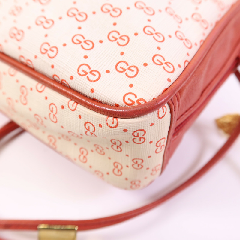 GUCCI 牛皮皮革/塗層帆布Vintage Shoulder Bag金扣肩背袋-13