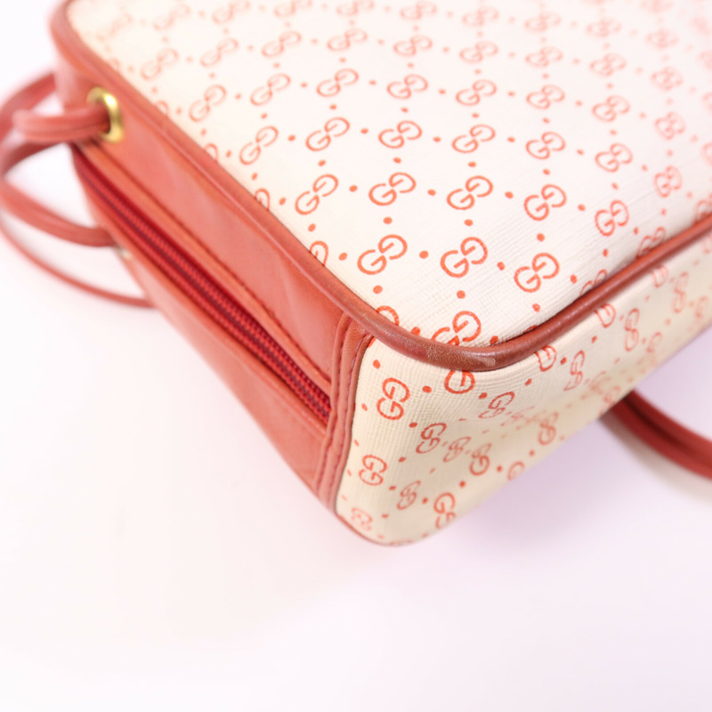 GUCCI 牛皮皮革/塗層帆布Vintage Shoulder Bag金扣肩背袋-14