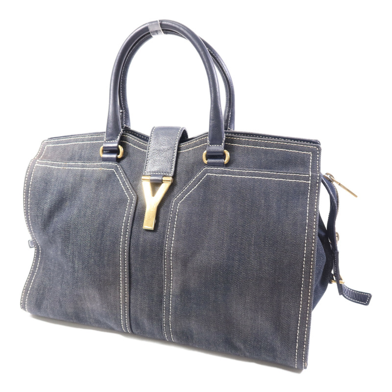 YVES SAINT LAURENT 牛仔布Cabas Chyc Handbag金扣手挽袋-2