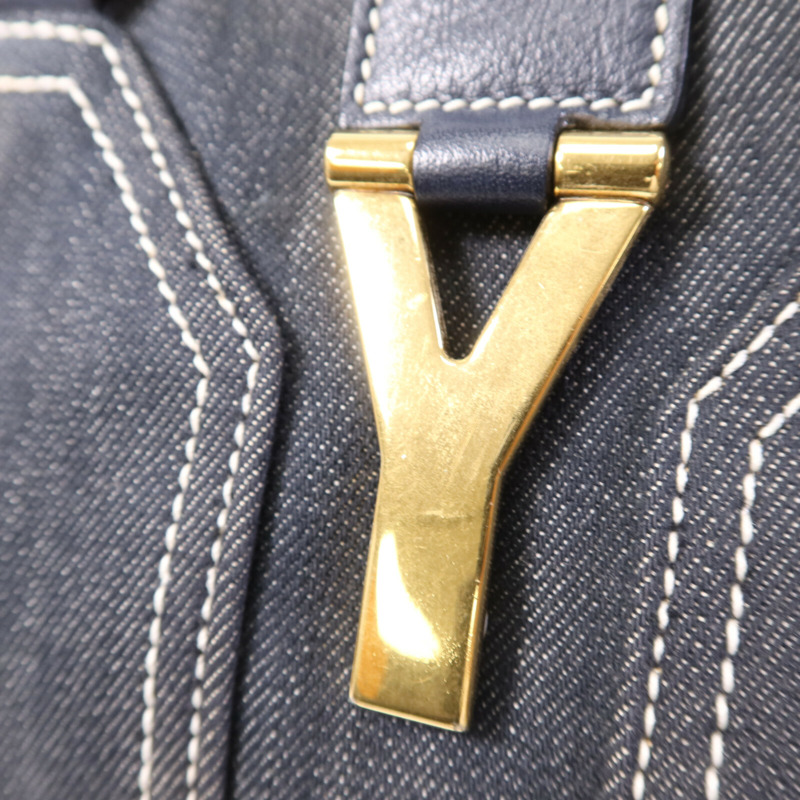 YVES SAINT LAURENT 牛仔布Cabas Chyc Handbag金扣手挽袋-6