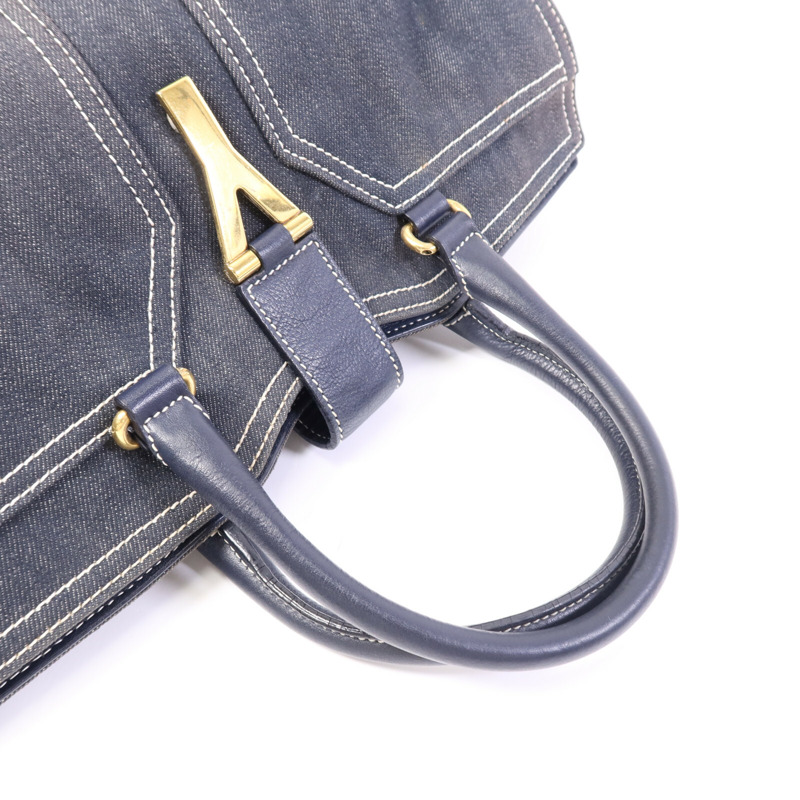 YVES SAINT LAURENT 牛仔布Cabas Chyc Handbag金扣手挽袋-8