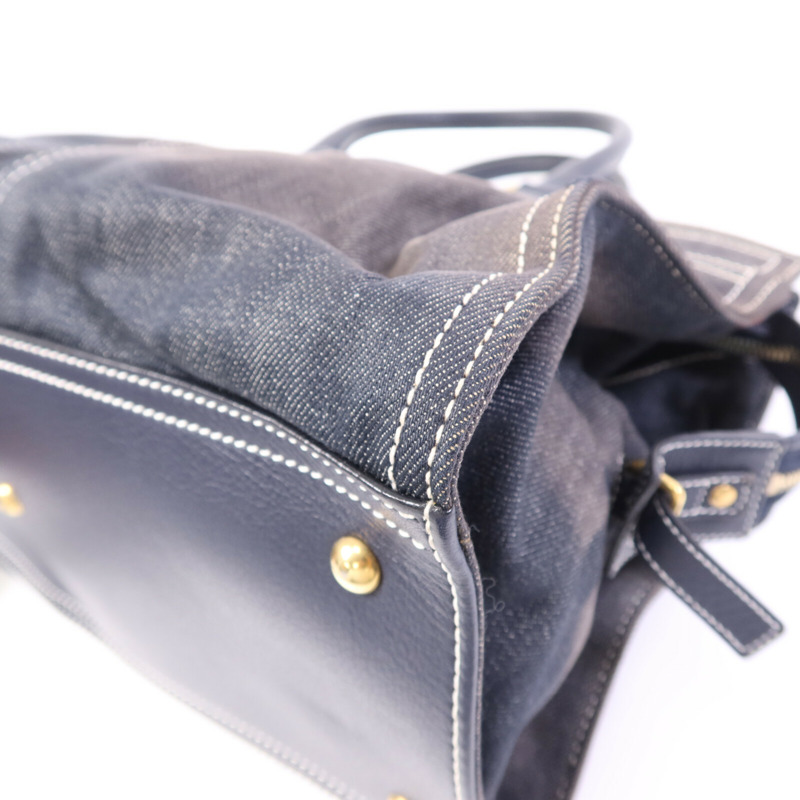 YVES SAINT LAURENT 牛仔布Cabas Chyc Handbag金扣手挽袋-12