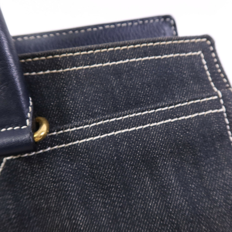 YVES SAINT LAURENT 牛仔布Cabas Chyc Handbag金扣手挽袋-17