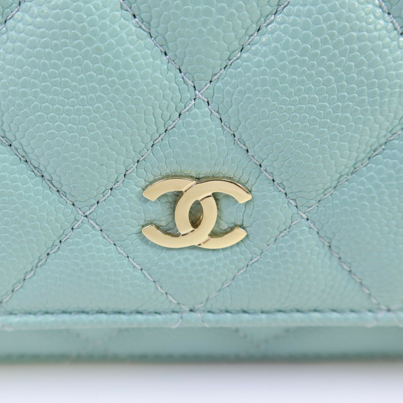 CHANEL 牛皮皮革WOC Wallet On Chain金扣鏈帶肩背袋-9