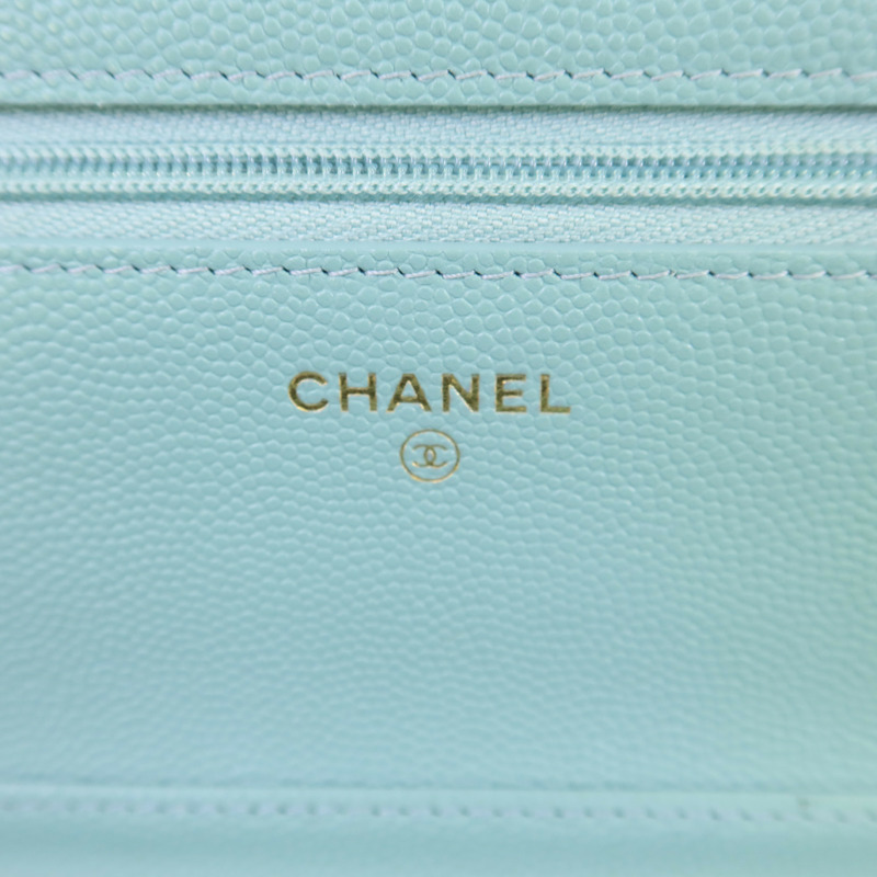 CHANEL 牛皮皮革WOC Wallet On Chain金扣鏈帶肩背袋-13