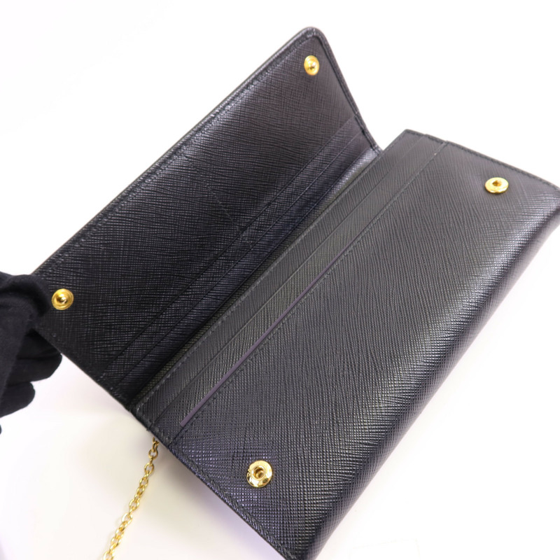 PRADA Saffiano皮革Long Wallet金扣長錢包-15