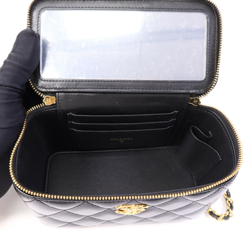CHANEL 皮革Vanity Case金扣鏈帶肩背袋-4