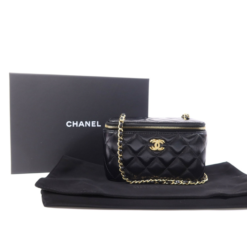 CHANEL 皮革Vanity Case金扣鏈帶肩背袋-9