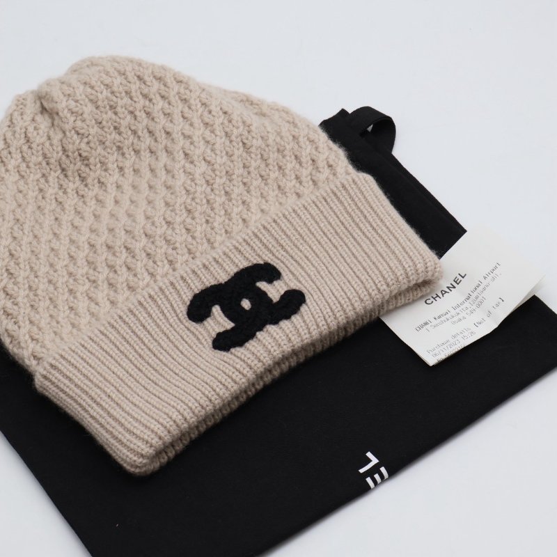 CHANEL 23B針織毛帽 - 米白-5