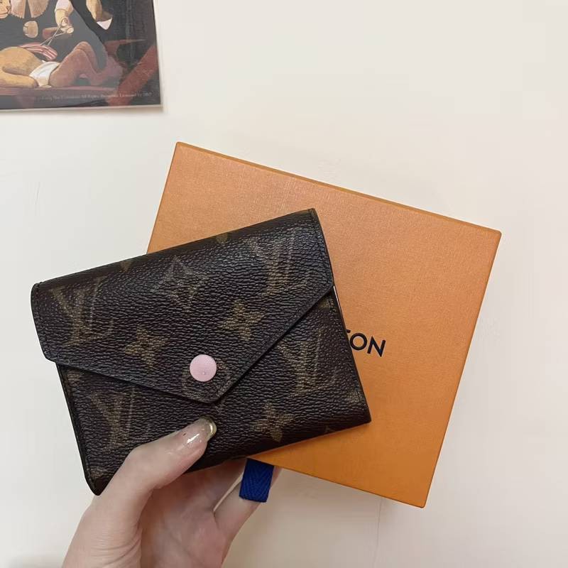 Louis Vuitton 老花粉色短夾-0
