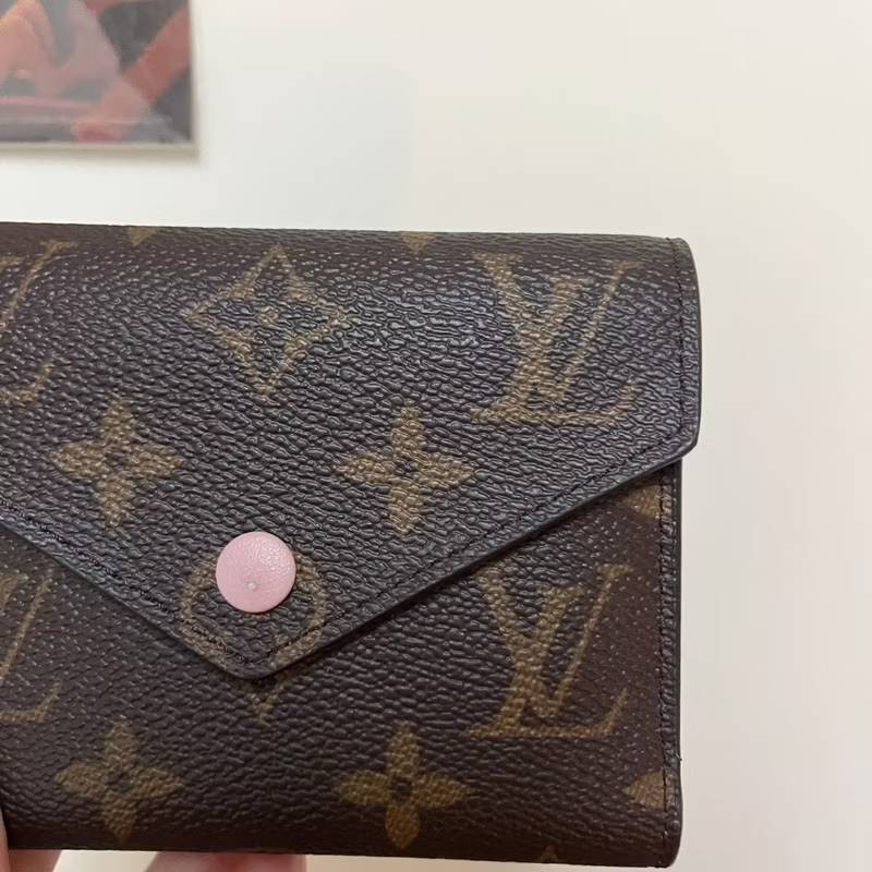 Louis Vuitton 老花粉色短夾-3