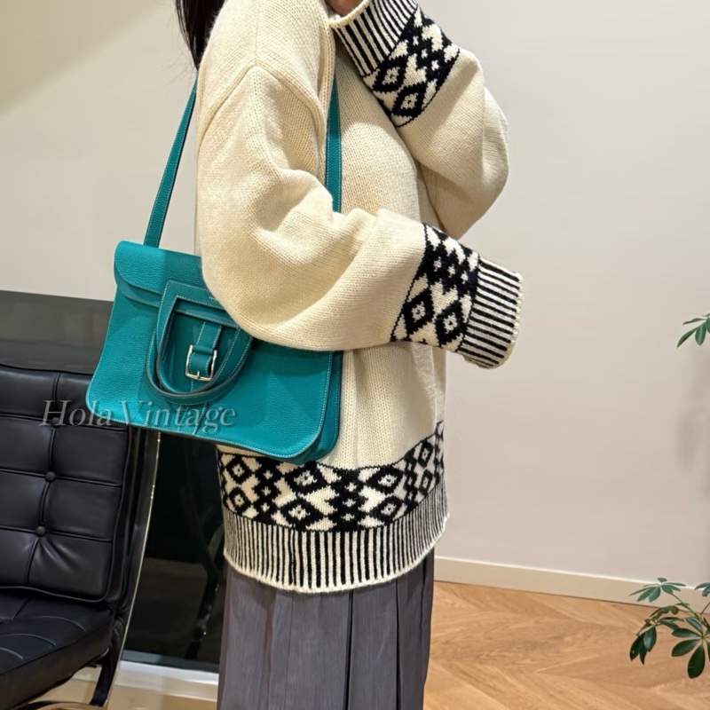 Hermers 維羅納綠T/C皮金釦Halzan31五用包-0