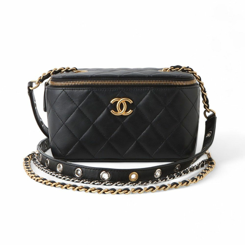 【包稅】CHANEL AP2550 羊皮金 CC 鏈條肩帶化妝斜背包-0