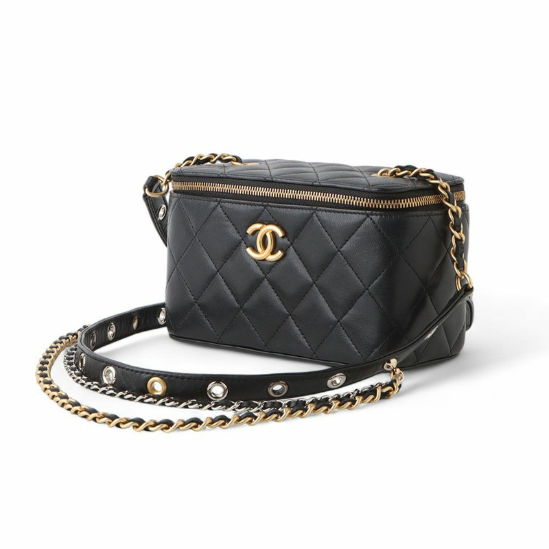 【包稅】CHANEL AP2550 羊皮金 CC 鏈條肩帶化妝斜背包-1