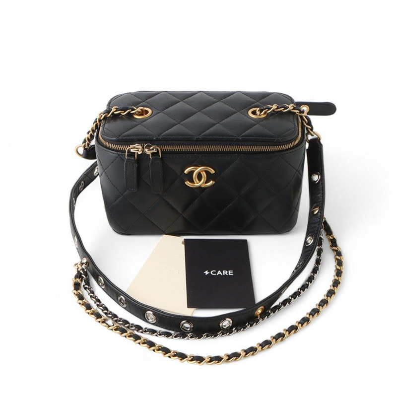 【包稅】CHANEL AP2550 羊皮金 CC 鏈條肩帶化妝斜背包-7