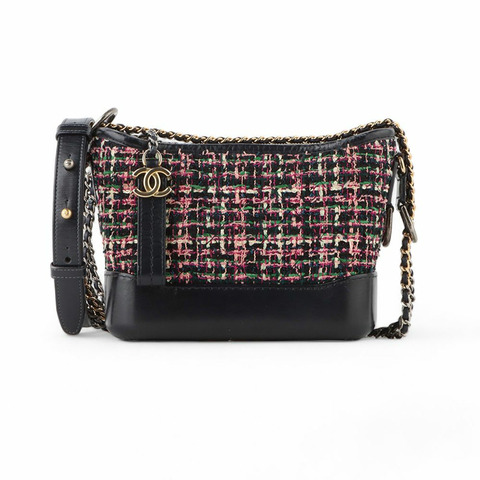 CHANEL 斜紋軟呢 Gabrielle 迷你肩背包/32948-