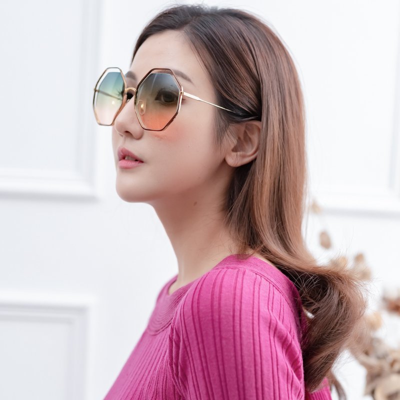 CHLOE造型太陽眼鏡 六角框(琥珀色)-6