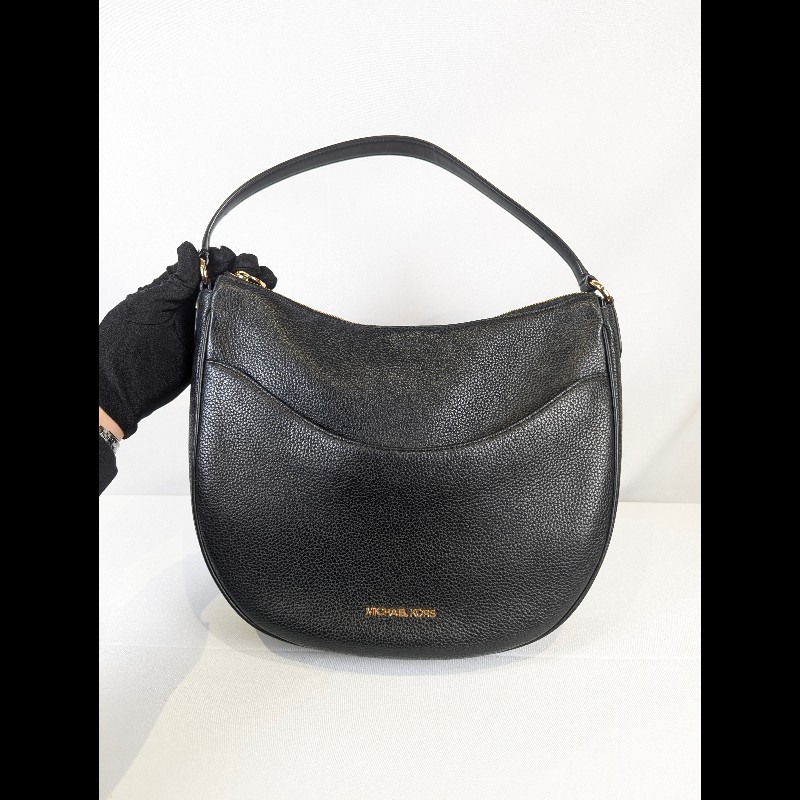 莉亞精品♡MK 荔枝牛皮半月包 近新閒置-2