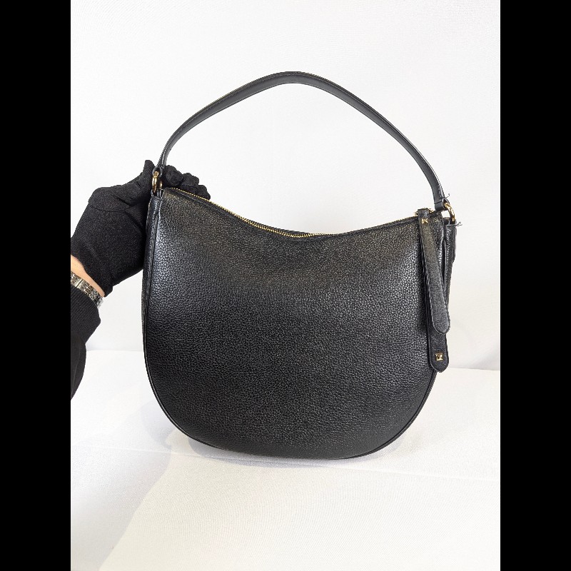 莉亞精品♡MK 荔枝牛皮半月包 近新閒置-3