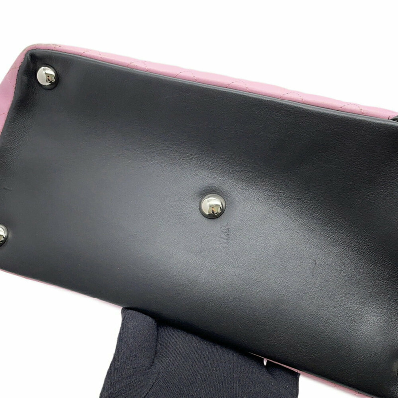 香奈兒 Cambon 系列大手提包,Matelasse Coco Mark 皮革,A25169,粉紅色和黑色-6