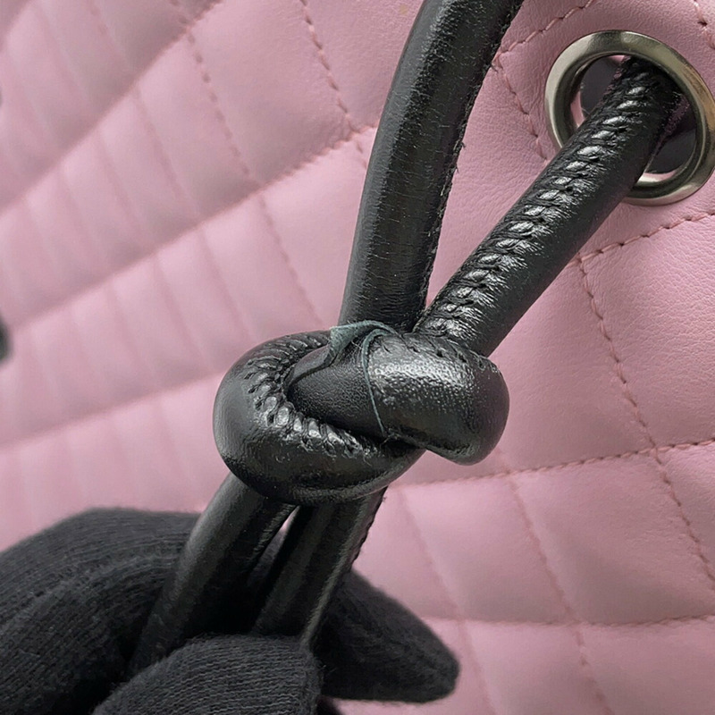 香奈兒 Cambon 系列大手提包,Matelasse Coco Mark 皮革,A25169,粉紅色和黑色-8