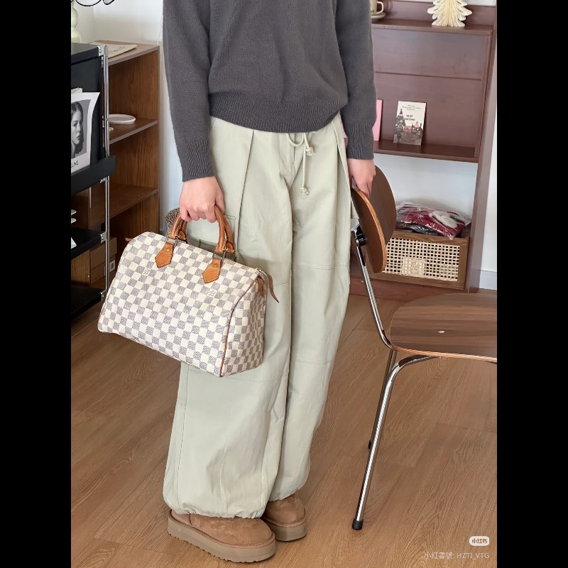 莉亞精品♡LV 白棋盤格speedy30 二手美包-1