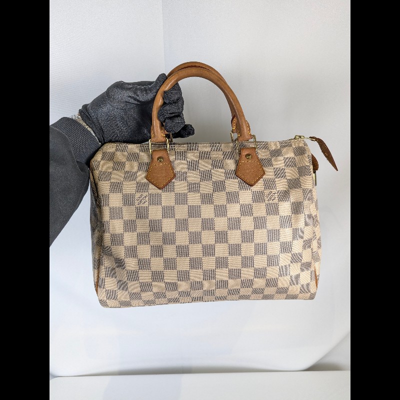 莉亞精品♡LV 白棋盤格speedy30 二手美包-2