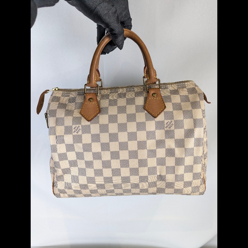 莉亞精品♡LV 白棋盤格speedy30 二手美包-3