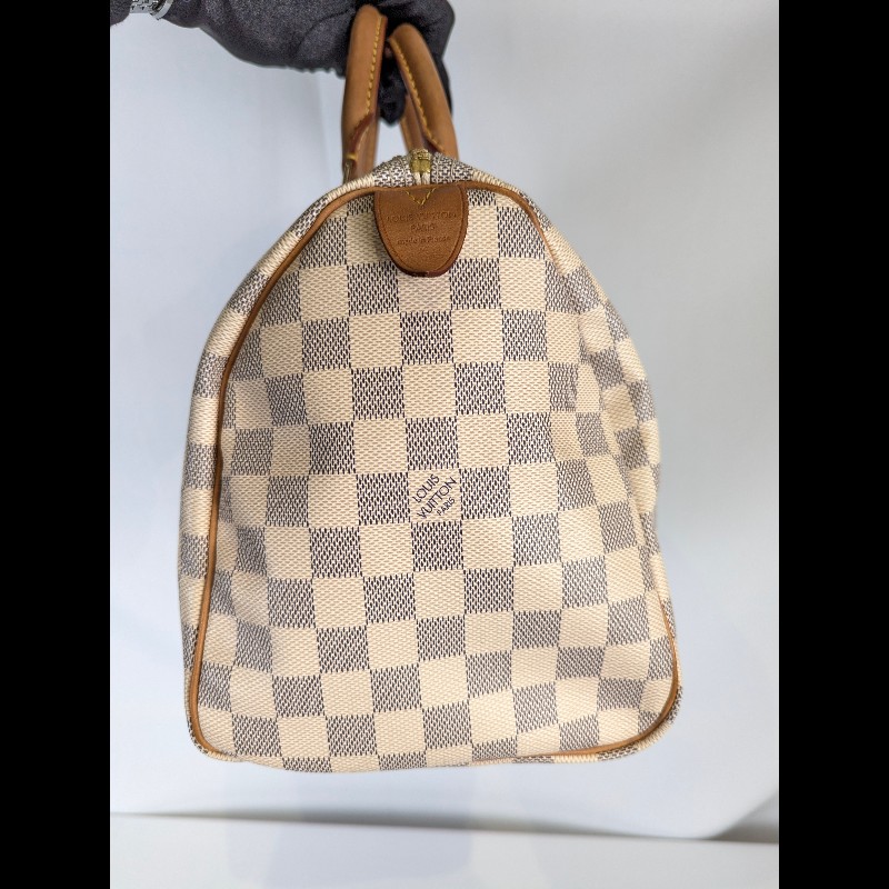 莉亞精品♡LV 白棋盤格speedy30 二手美包-4
