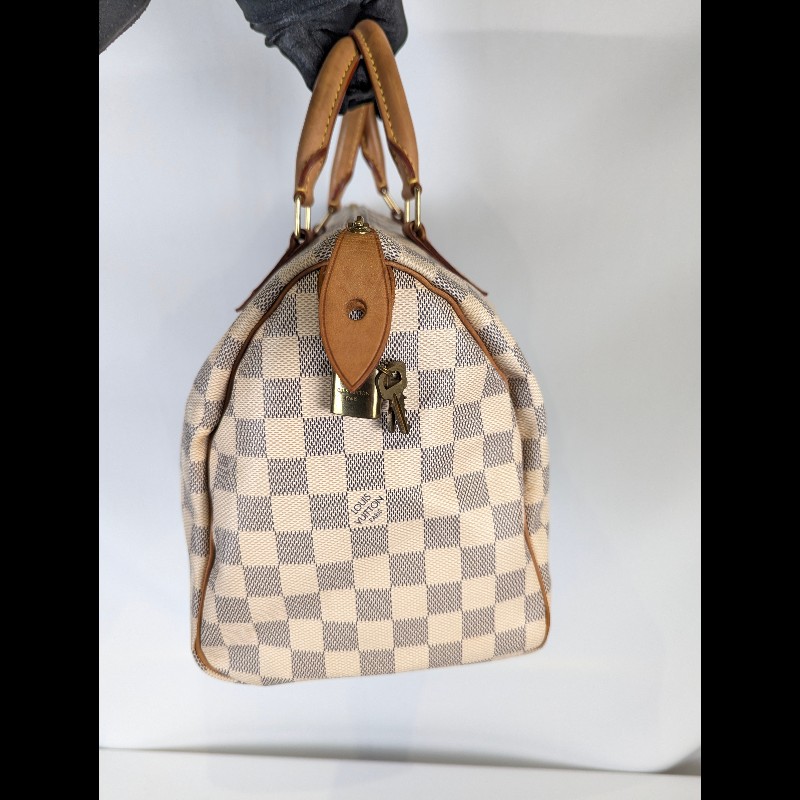 莉亞精品♡LV 白棋盤格speedy30 二手美包-5