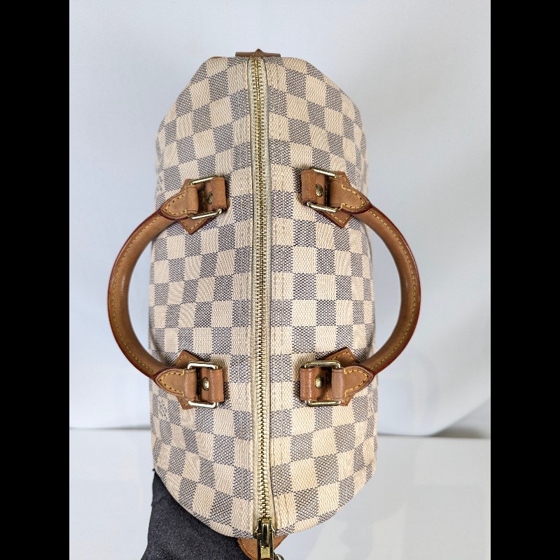 莉亞精品♡LV 白棋盤格speedy30 二手美包-12