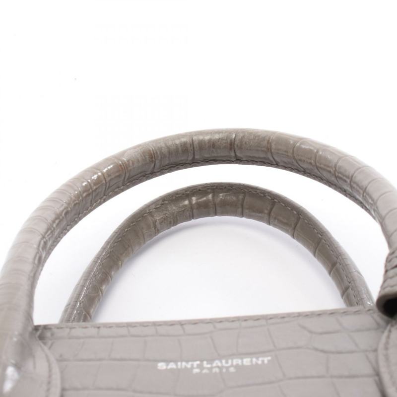 SAINT LAURENT PARIS Sac De Jour Baby 單肩手提包 421863 皮革 灰色 二手-7