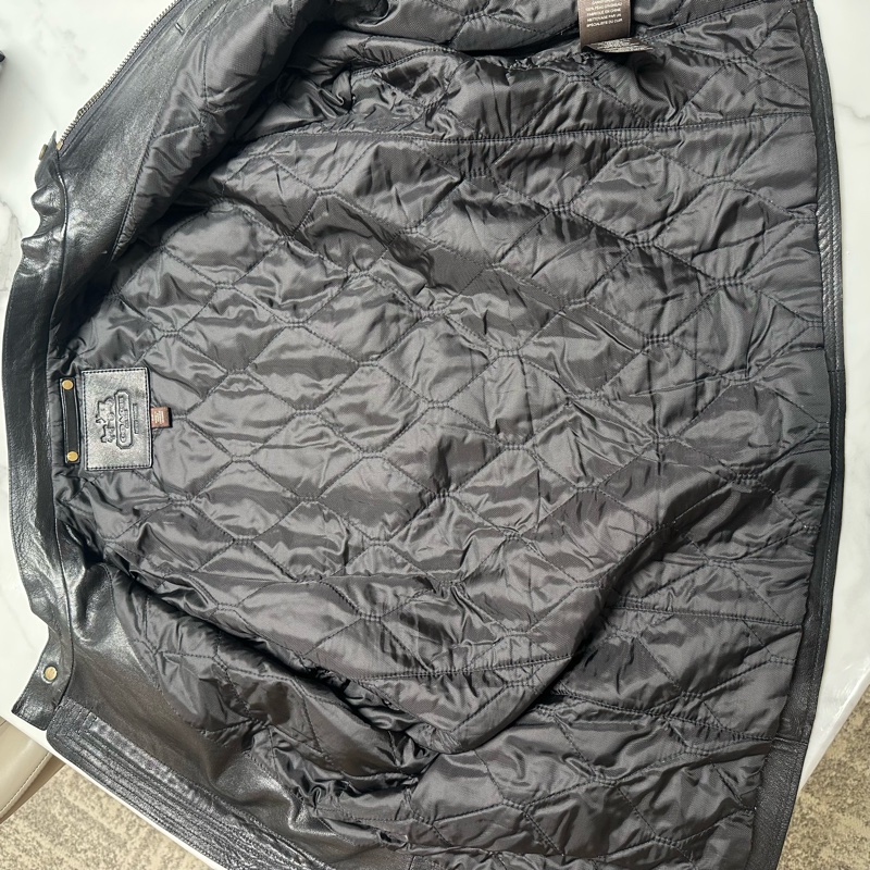 Coach蔻驰经典黑色机车皮衣-4