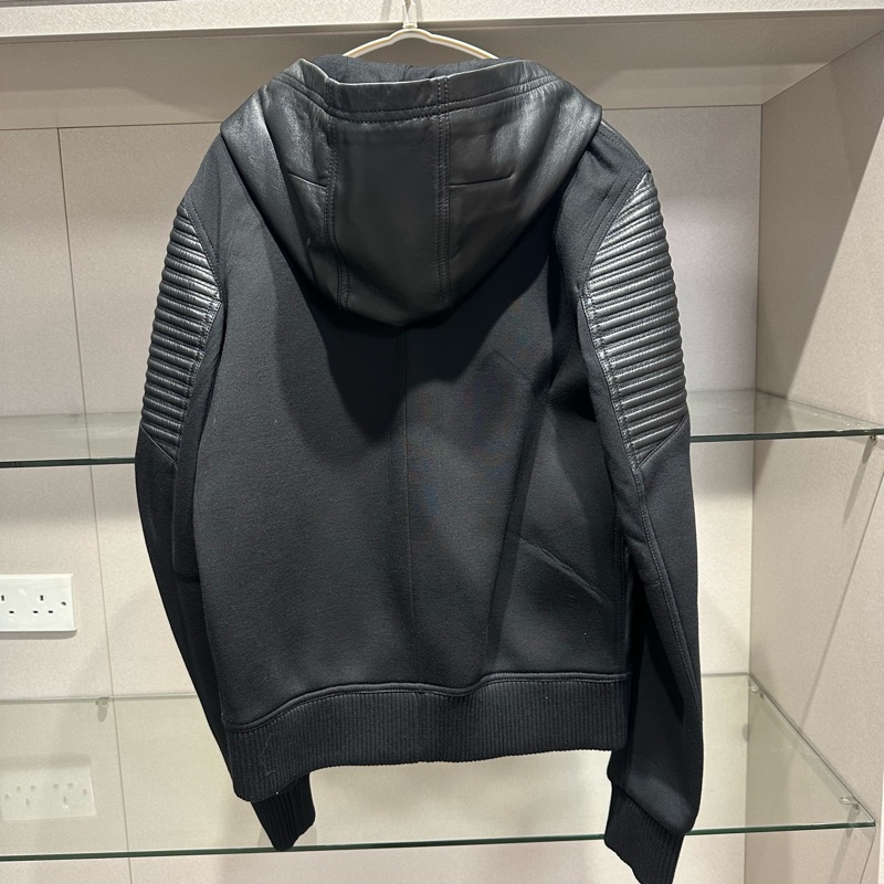 Givenchy纪梵希太空棉拼皮连帽皮衣-3