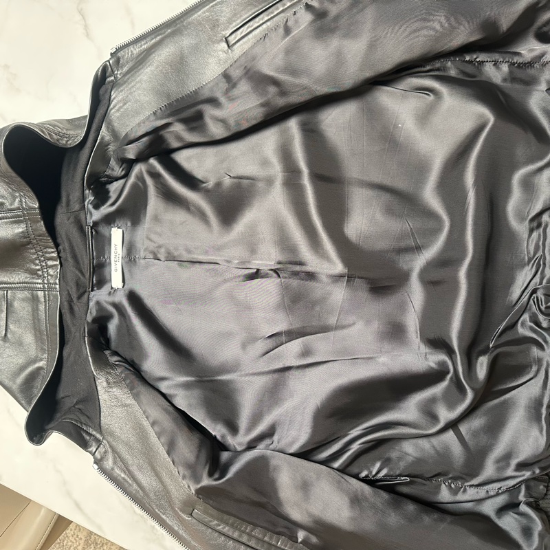 Givenchy纪梵希太空棉拼皮连帽皮衣-4