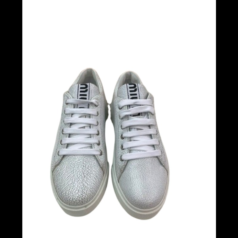 Miu Miu 裂紋款皮革運動鞋 休閒鞋 38碼-1