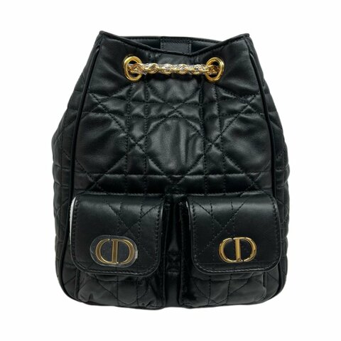 ［N387］Dior 迪奧 Montaigne Matelassé 中號 黑色 通用款 雙肩包 后背包 羊皮 金扣