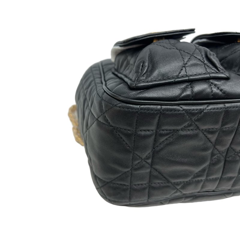 ［N387］Dior 迪奧 Montaigne Matelassé 中號 黑色 通用款 雙肩包 后背包 羊皮 金扣-5