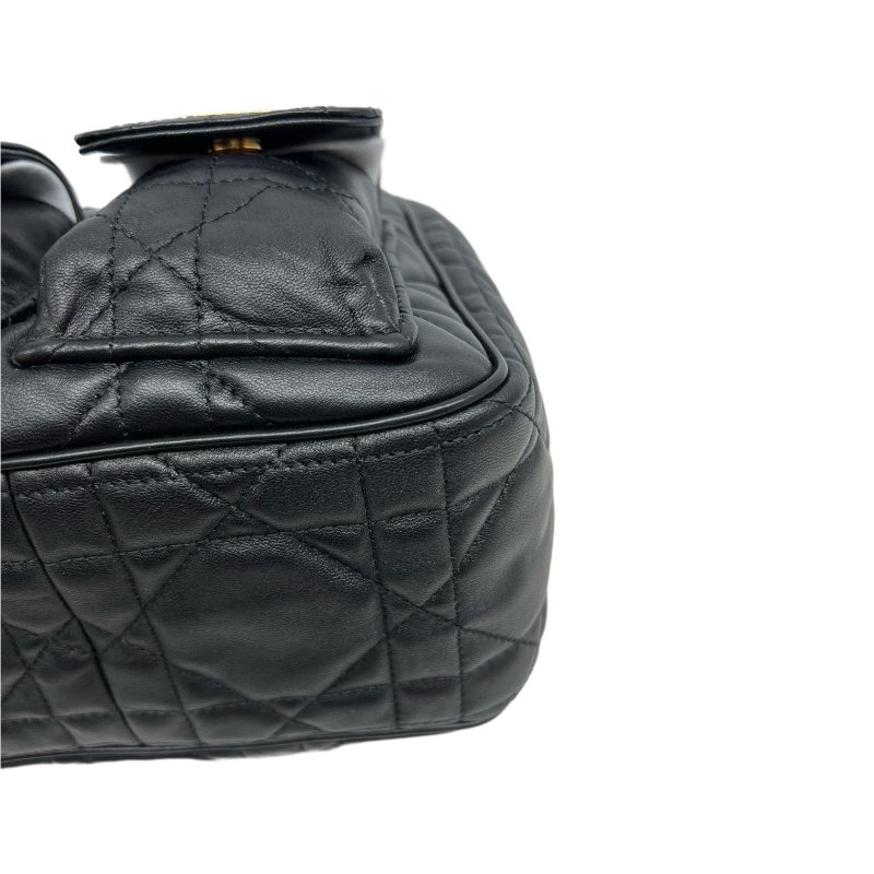 ［N387］Dior 迪奧 Montaigne Matelassé 中號 黑色 通用款 雙肩包 后背包 羊皮 金扣-6