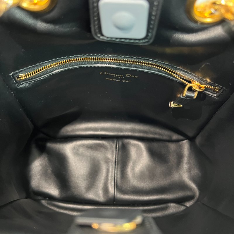 ［N387］Dior 迪奧 Montaigne Matelassé 中號 黑色 通用款 雙肩包 后背包 羊皮 金扣-9