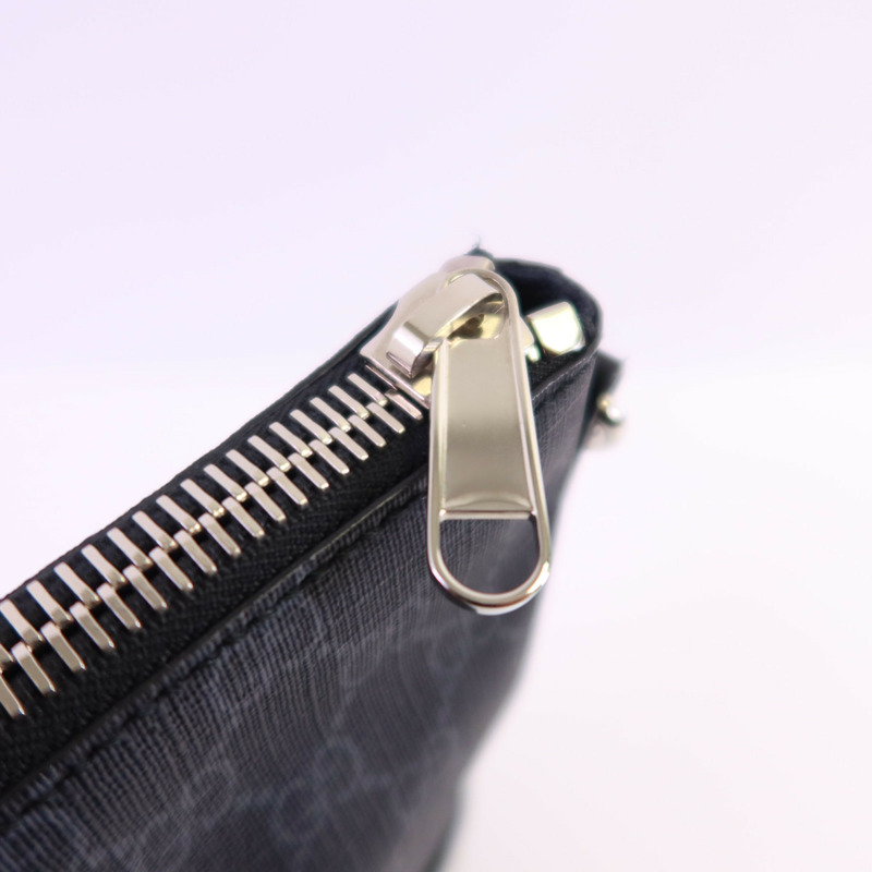 GUCCI 塗層帆布GG Supreme銀扣肩背袋-9