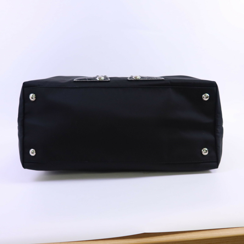 PRADA 尼龍Tote Bag銀扣肩背袋-3