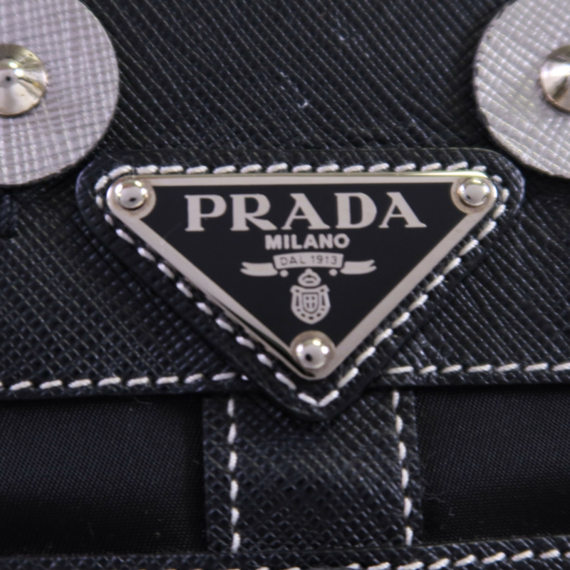 PRADA 尼龍Tote Bag銀扣肩背袋-9
