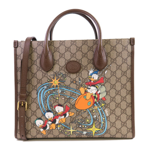 GUCCI 塗層帆布Disney GG Supreme金扣手挽肩背兩用袋