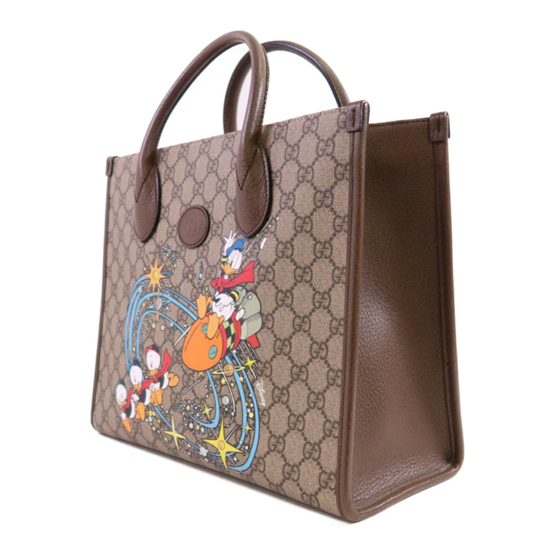 GUCCI 塗層帆布Disney GG Supreme金扣手挽肩背兩用袋-2