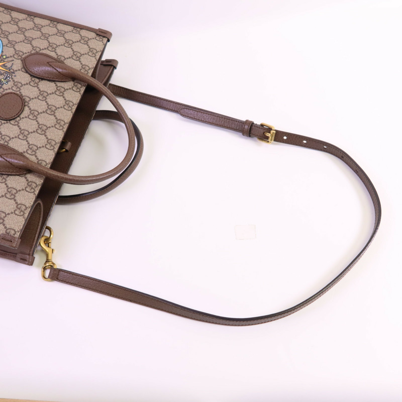 GUCCI 塗層帆布Disney GG Supreme金扣手挽肩背兩用袋-4