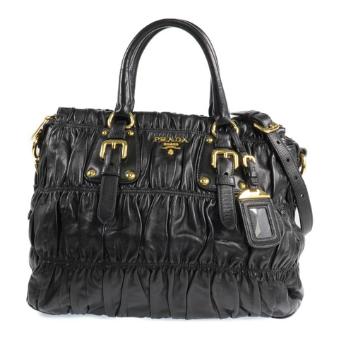 PRADA 羊皮皮革2 Way Shoulder金扣手挽肩背兩用袋