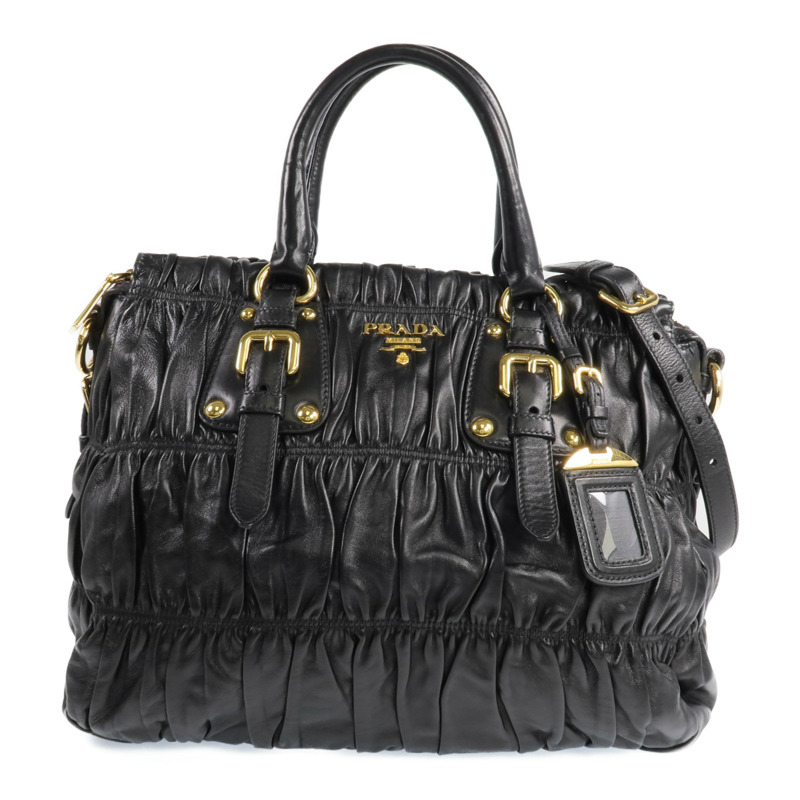 PRADA 羊皮皮革2 Way Shoulder金扣手挽肩背兩用袋-0