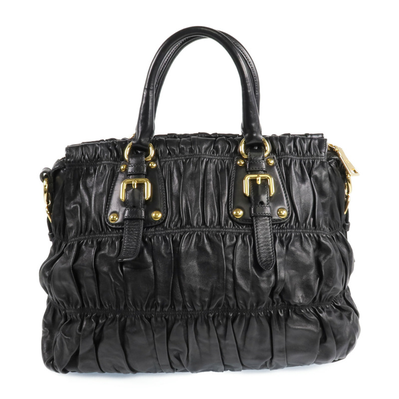 PRADA 羊皮皮革2 Way Shoulder金扣手挽肩背兩用袋-2