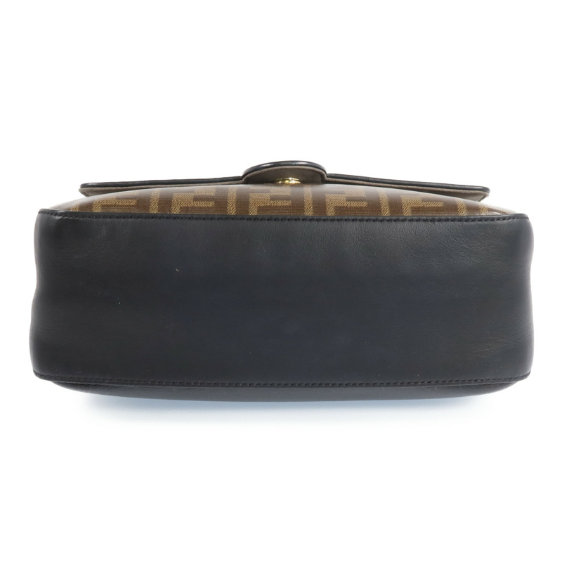 FENDI 塗層帆布/牛皮皮革Double F Shoulder Bag金扣手挽肩背兩用袋-3